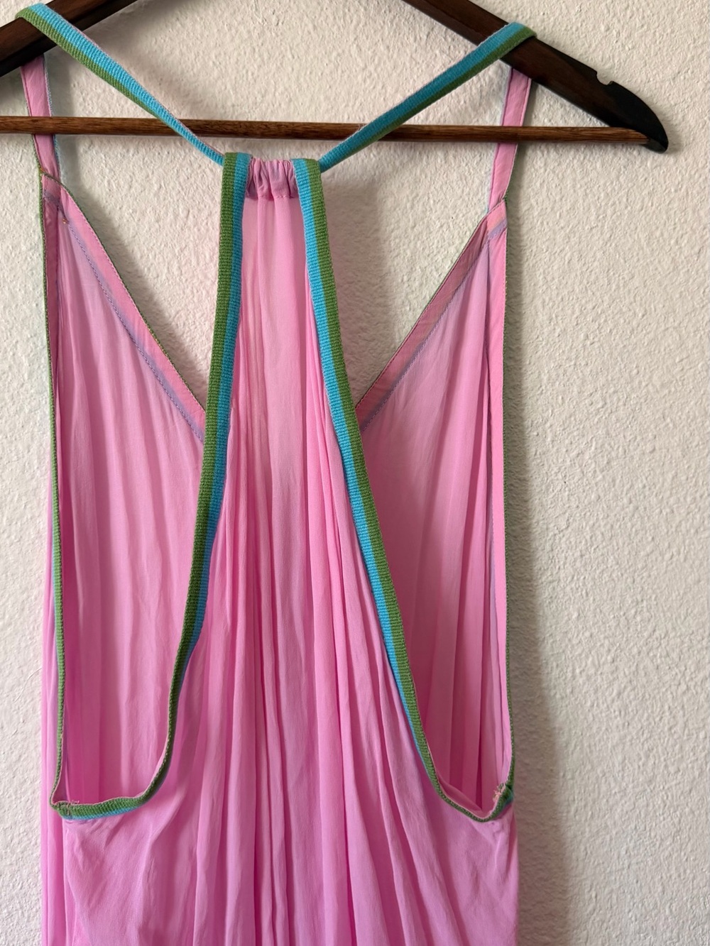 Pitusa Pink Maxi Dress with Teal-Green Trim - Picture 5 of 10